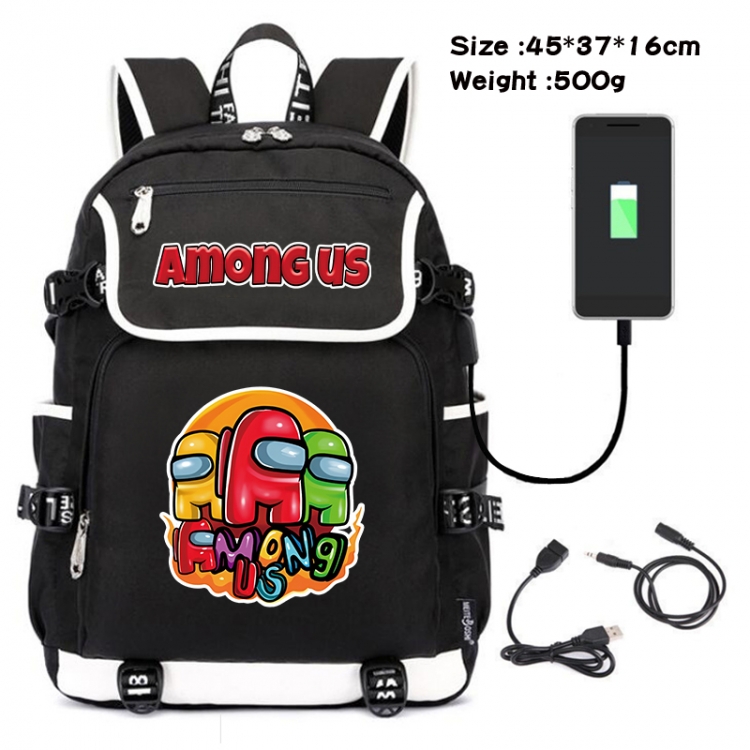 among us Anime Flip Data Cable USB Backpack School Bag 45X37X16CM