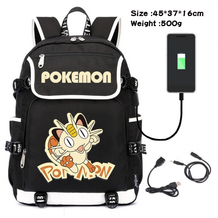 Pokemon Anime Flip Data Cable USB Backpack School Bag 45X37X16CM