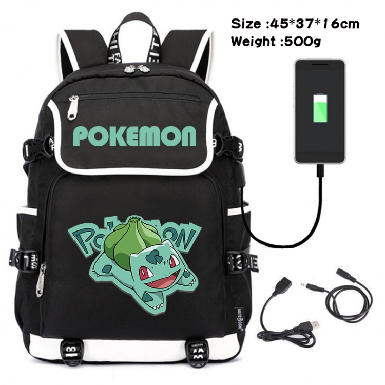 Pokemon Anime Flip Data Cable USB Backpack School Bag 45X37X16CM