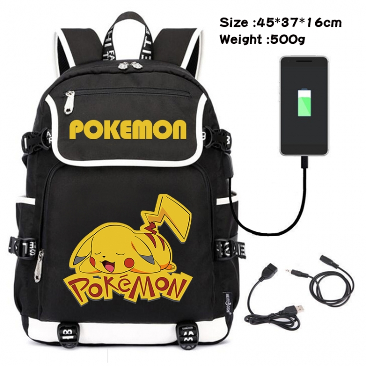 Pokemon Anime Flip Data Cable USB Backpack School Bag 45X37X16CM