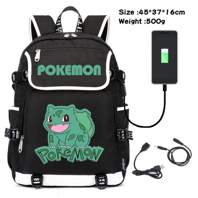 Pokemon Anime Flip Data Cable USB Backpack School Bag 45X37X16CM