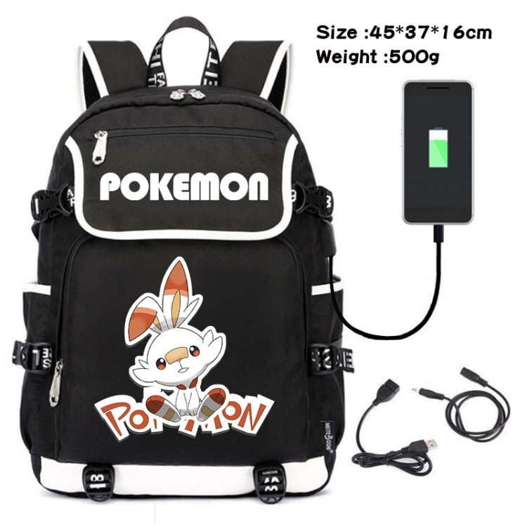 Pokemon Anime Flip Data Cable USB Backpack School Bag 45X37X16CM