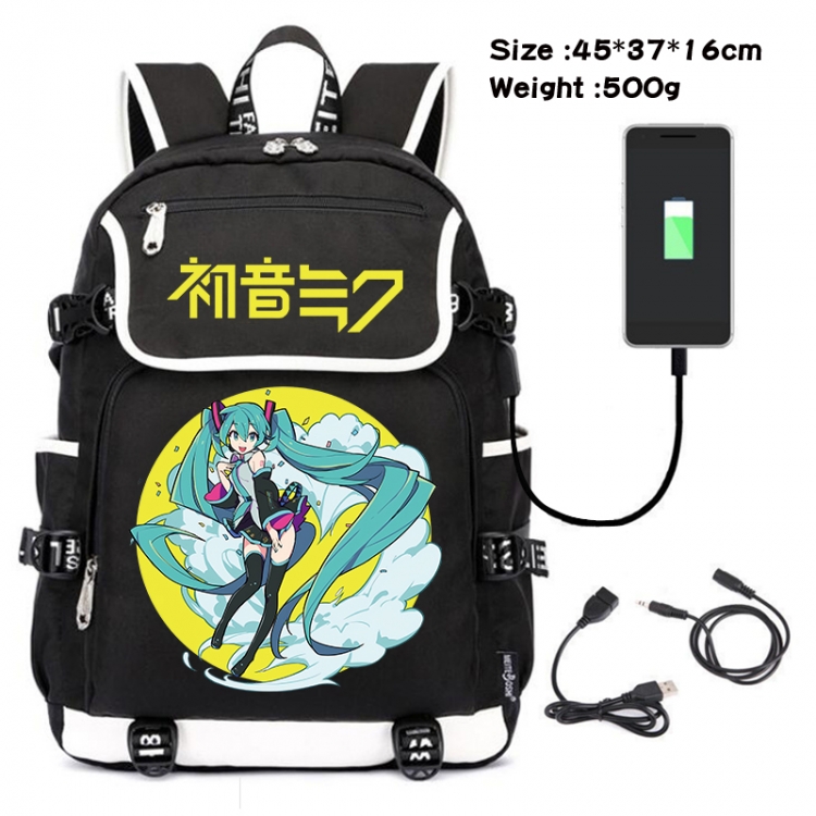 Hatsune Miku Anime Flip Data Cable USB Backpack School Bag 45X37X16CM