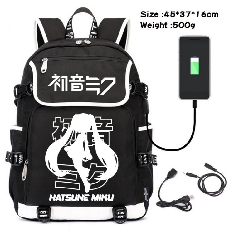 Hatsune Miku Anime Flip Data Cable USB Backpack School Bag 45X37X16CM