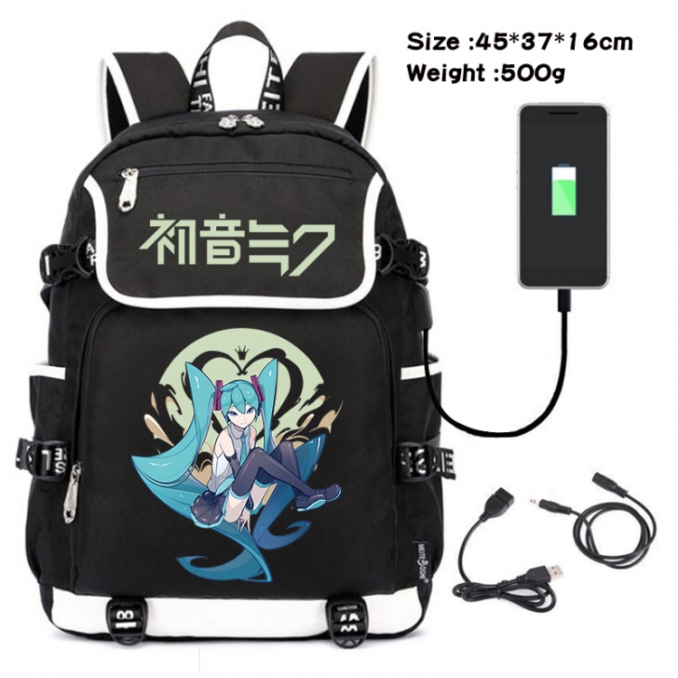 Hatsune Miku Anime Flip Data Cable USB Backpack School Bag 45X37X16CM