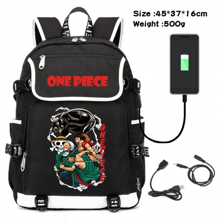 One Piece Anime Flip Data Cable USB Backpack School Bag 45X37X16CM