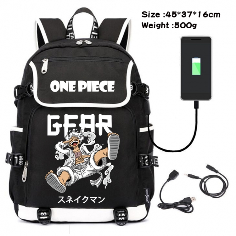 One Piece Anime Flip Data Cable USB Backpack School Bag 45X37X16CM