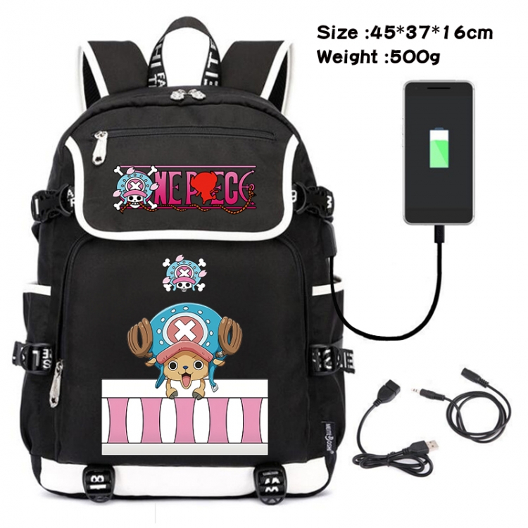 One Piece Anime Flip Data Cable USB Backpack School Bag 45X37X16CM