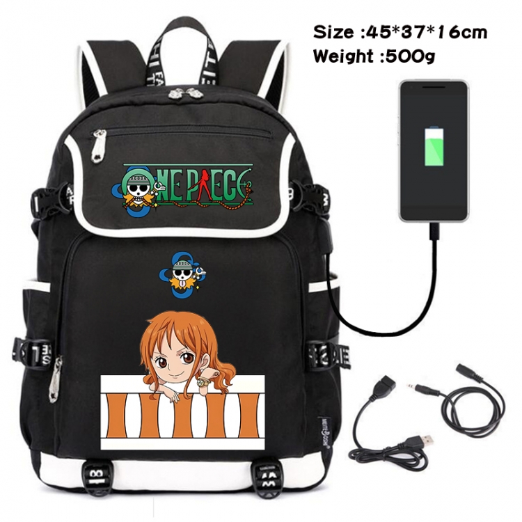 One Piece Anime Flip Data Cable USB Backpack School Bag 45X37X16CM