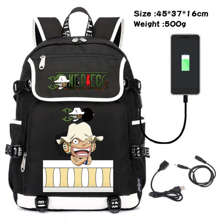 One Piece Anime Flip Data Cable USB Backpack School Bag 45X37X16CM