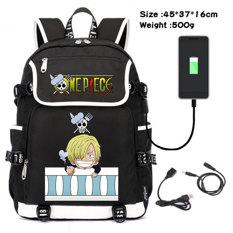 One Piece Anime Flip Data Cable USB Backpack School Bag 45X37X16CM