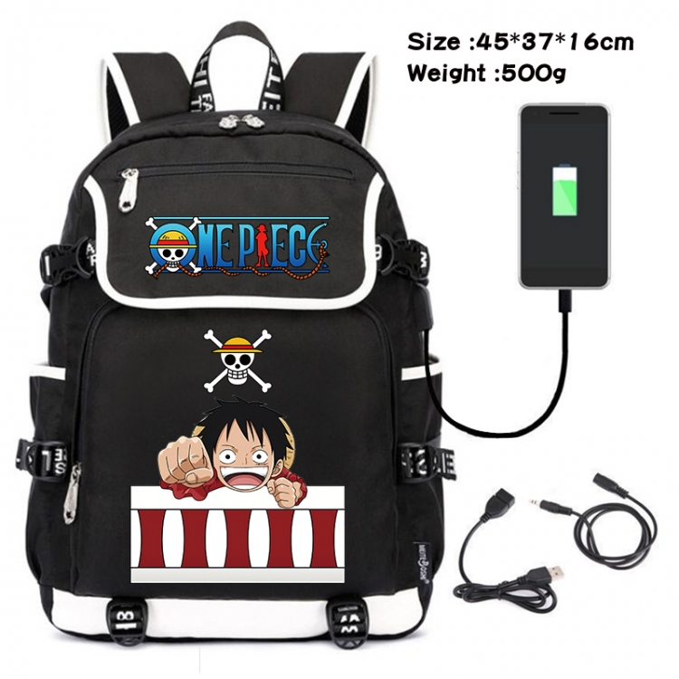 One Piece Anime Flip Data Cable USB Backpack School Bag 45X37X16CM