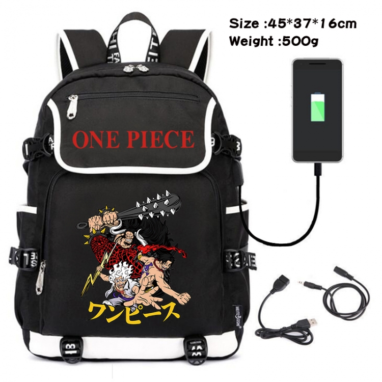 One Piece Anime Flip Data Cable USB Backpack School Bag 45X37X16CM