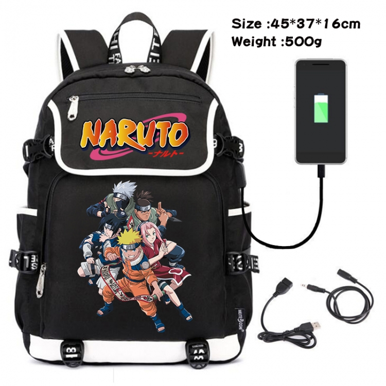 Naruto Anime Flip Data Cable USB Backpack School Bag 45X37X16CM