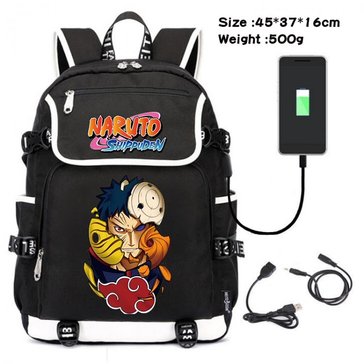 Naruto Anime Flip Data Cable USB Backpack School Bag 45X37X16CM