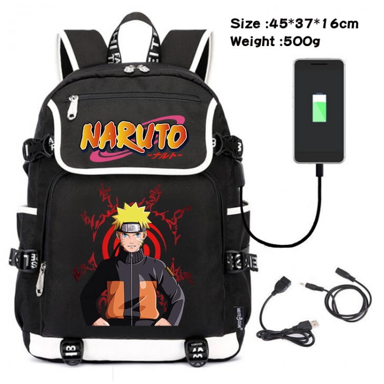 Naruto Anime Flip Data Cable USB Backpack School Bag 45X37X16CM