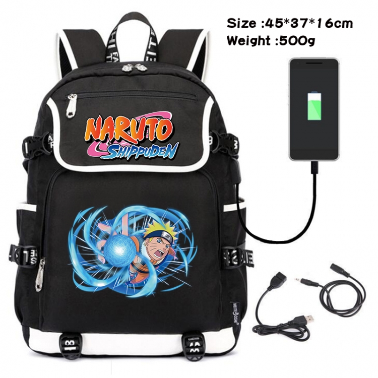 Naruto Anime Flip Data Cable USB Backpack School Bag 45X37X16CM