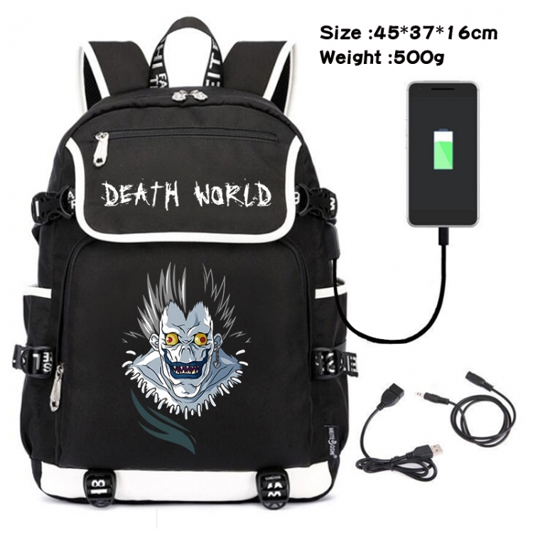 Death note Anime Flip Data Cable USB Backpack School Bag 45X37X16CM