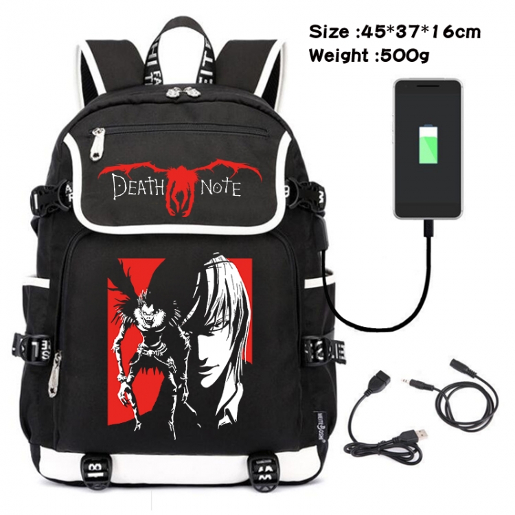 Death note Anime Flip Data Cable USB Backpack School Bag 45X37X16CM