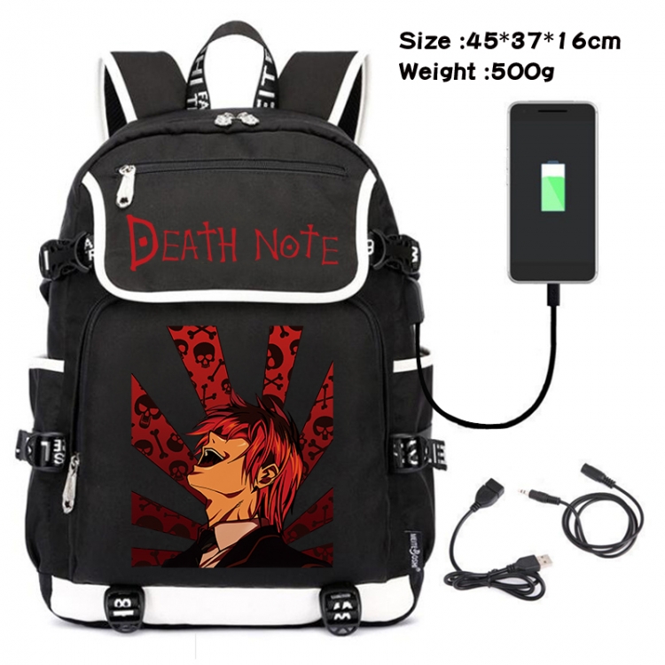 Death note Anime Flip Data Cable USB Backpack School Bag 45X37X16CM