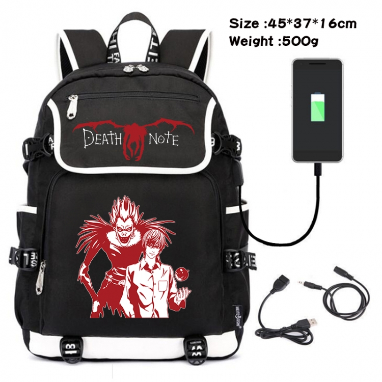 Death note Anime Flip Data Cable USB Backpack School Bag 45X37X16CM