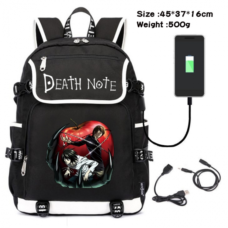 Death note Anime Flip Data Cable USB Backpack School Bag 45X37X16CM