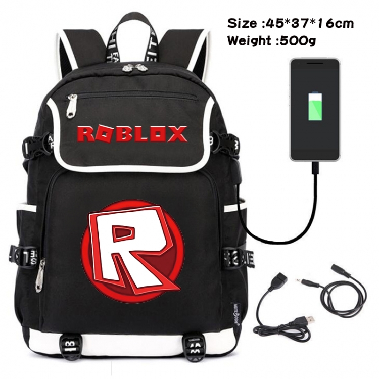 Roblox Anime Flip Data Cable USB Backpack School Bag 45X37X16CM