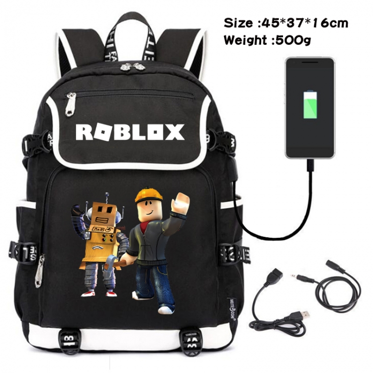 Roblox Anime Flip Data Cable USB Backpack School Bag 45X37X16CM