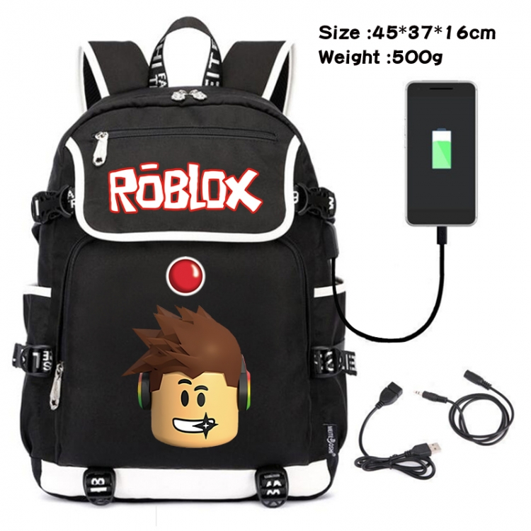 Roblox Anime Flip Data Cable USB Backpack School Bag 45X37X16CM