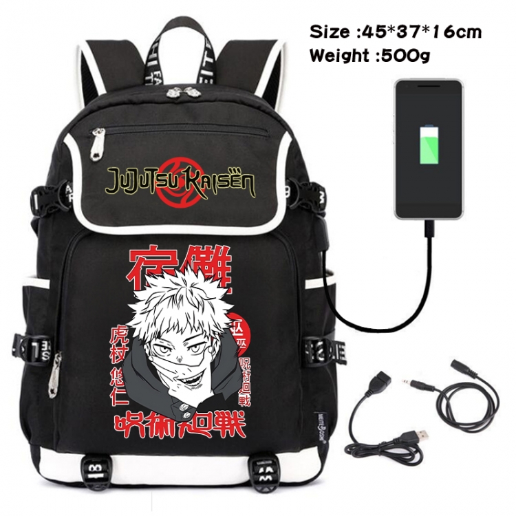 Jujutsu Kaisen Anime Flip Data Cable USB Backpack School Bag 45X37X16CM