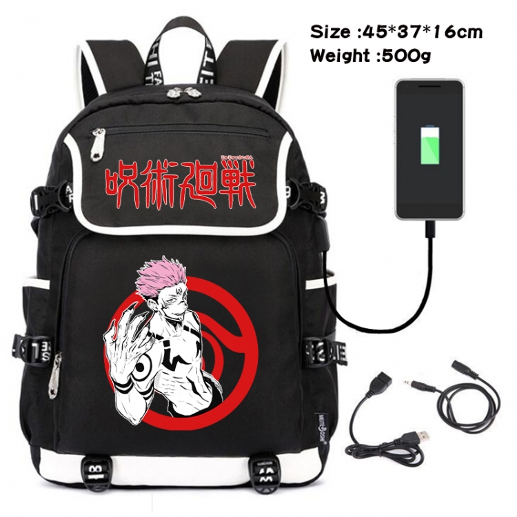 Jujutsu Kaisen Anime Flip Data Cable USB Backpack School Bag 45X37X16CM