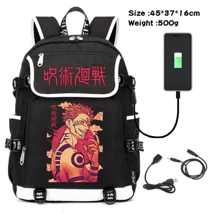 Jujutsu Kaisen Anime Flip Data Cable USB Backpack School Bag 45X37X16CM