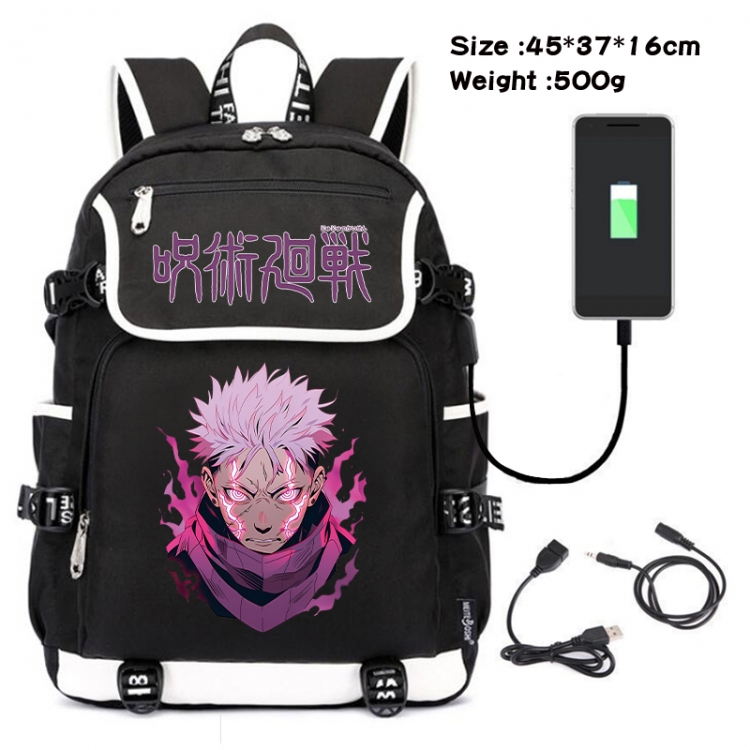 Jujutsu Kaisen Anime Flip Data Cable USB Backpack School Bag 45X37X16CM