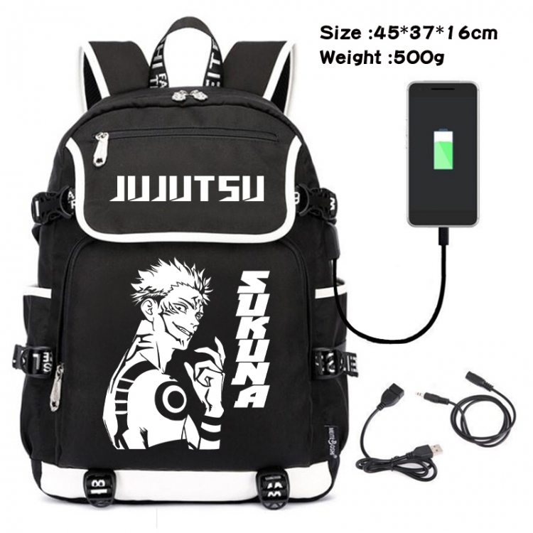 Jujutsu Kaisen Anime Flip Data Cable USB Backpack School Bag 45X37X16CM