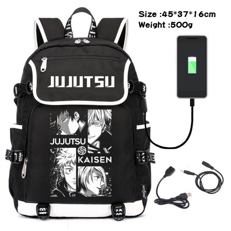 Jujutsu Kaisen Anime Flip Data Cable USB Backpack School Bag 45X37X16CM