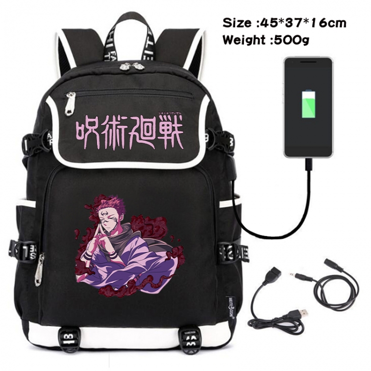 Jujutsu Kaisen Anime Flip Data Cable USB Backpack School Bag 45X37X16CM