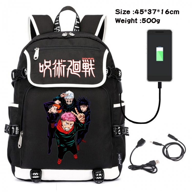 Jujutsu Kaisen Anime Flip Data Cable USB Backpack School Bag 45X37X16CM