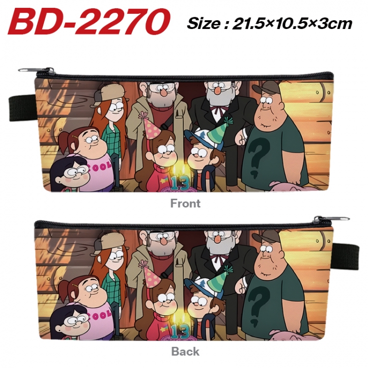 Gravity Falls Anime PU Leather Zipper Pencil Case Stationery Box 21.5X10.5X3CM  BD-2270