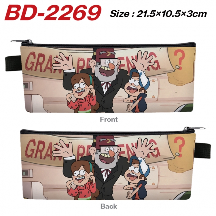 Gravity Falls Anime PU Leather Zipper Pencil Case Stationery Box 21.5X10.5X3CM BD-2269