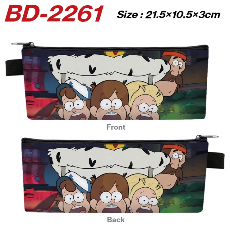 Gravity Falls Anime PU Leather Zipper Pencil Case Stationery Box 21.5X10.5X3CM  BD-2261