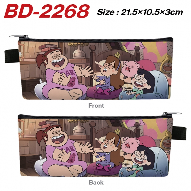 Gravity Falls Anime PU Leather Zipper Pencil Case Stationery Box 21.5X10.5X3CM  BD-2268