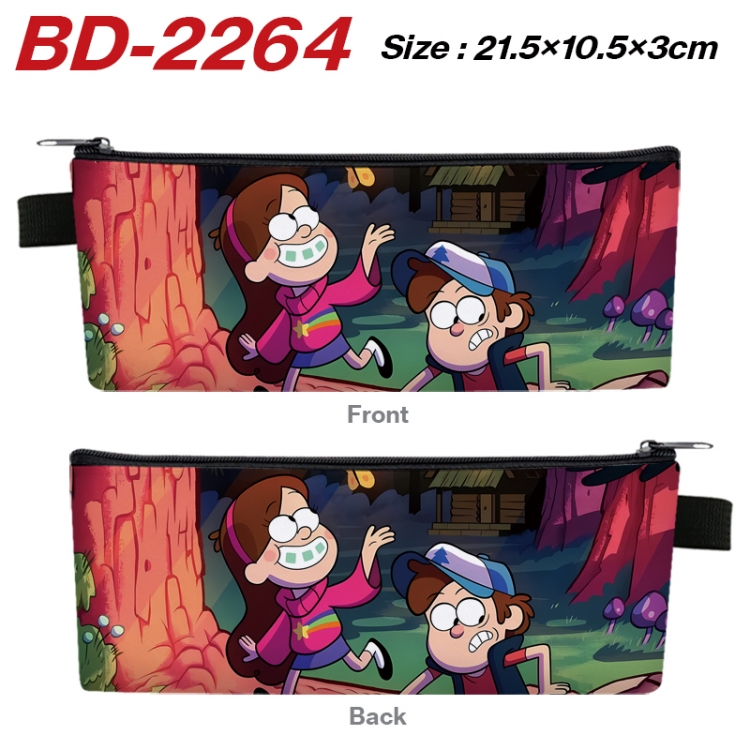 Gravity Falls Anime PU Leather Zipper Pencil Case Stationery Box 21.5X10.5X3CM  BD-2264