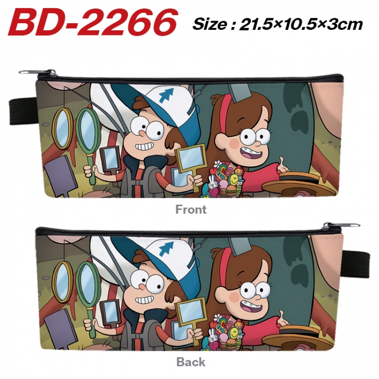 Gravity Falls Anime PU Leather Zipper Pencil Case Stationery Box 21.5X10.5X3CM  BD-2266