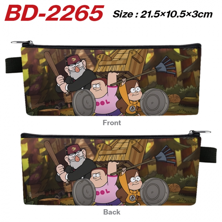 Gravity Falls Anime PU Leather Zipper Pencil Case Stationery Box 21.5X10.5X3CM  BD-2265