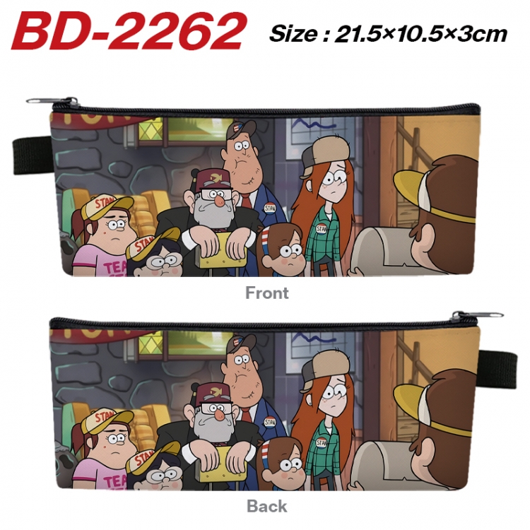 Gravity Falls Anime PU Leather Zipper Pencil Case Stationery Box 21.5X10.5X3CM  BD-2262