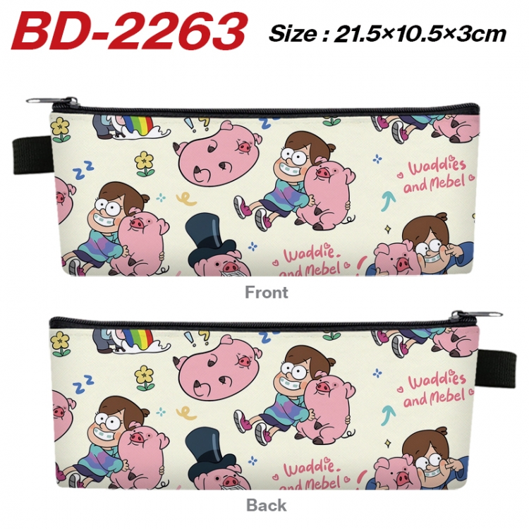 Gravity Falls Anime PU Leather Zipper Pencil Case Stationery Box 21.5X10.5X3CM  BD-2263