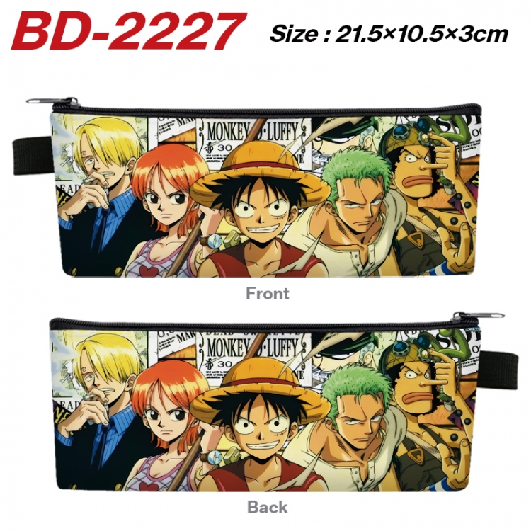 One Piece Anime PU Leather Zipper Pencil Case Stationery Box 21.5X10.5X3CM BD-2227