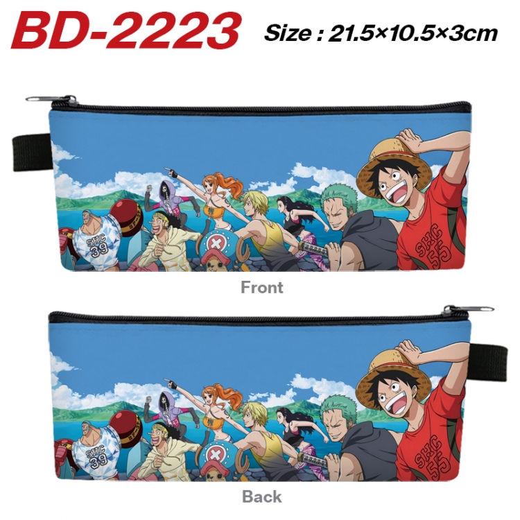 One Piece Anime PU Leather Zipper Pencil Case Stationery Box 21.5X10.5X3CM  BD-2223