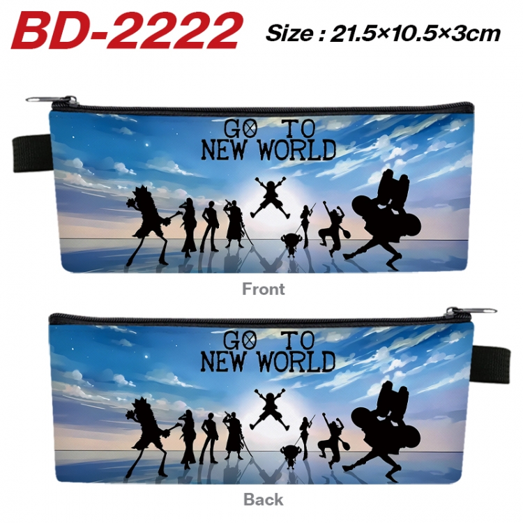 One Piece Anime PU Leather Zipper Pencil Case Stationery Box 21.5X10.5X3CM  BD-2222