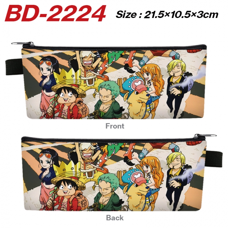 One Piece Anime PU Leather Zipper Pencil Case Stationery Box 21.5X10.5X3CM BD-2224